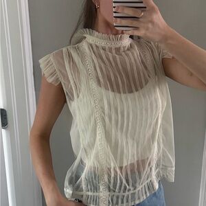 Elegant Cream Sheer Blouse